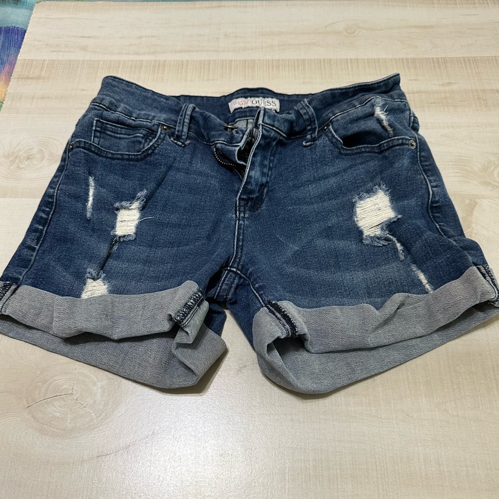 Guess Distressed Cuffed Denim Shorts Women's Size 27